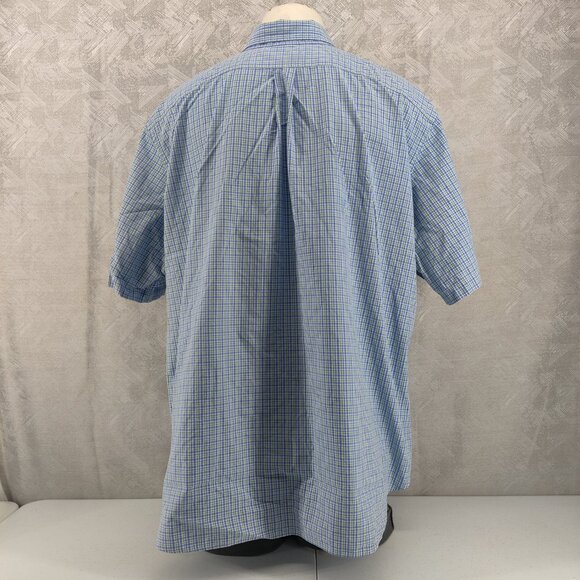 Ralph Lauren Shirt Mens 3XB Green Blue Check Classic Fit Short Sleeve Button - Picture 5 of 10